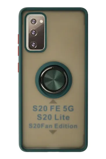 Newface Samsung Galaxy S20 FE Kılıf Montreal Yüzüklü Silikon Kapak - Yeşil resmi