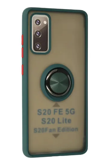 Newface Samsung Galaxy S20 FE Kılıf Montreal Yüzüklü Silikon Kapak - Yeşil resmi