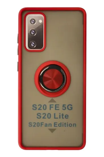 Newface Samsung Galaxy S20 FE Kılıf Montreal Yüzüklü Silikon Kapak - Kırmızı resmi