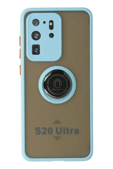 Newface Samsung Galaxy S20 Ultra Kılıf Montreal Yüzüklü Silikon Kapak - Buz Mavi resmi