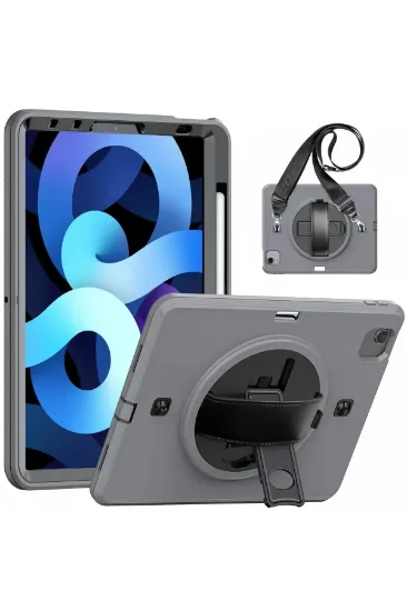 Newface iPad Pro 11 (2020) Kılıf Strap-C Otterbox Tablet Kapak - Gri resmi