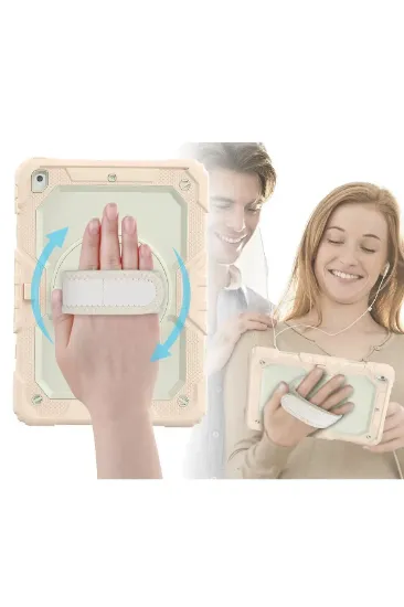 Newface iPad 10.2 (7.nesil) Kılıf Strap New Tablet Kapak - Pembe resmi