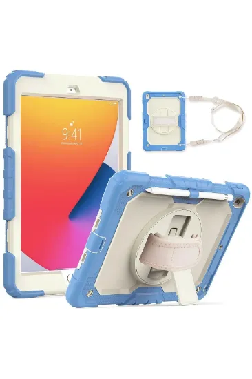 Newface iPad 10.2 (7.nesil) Kılıf Strap New Tablet Kapak - Mavi resmi