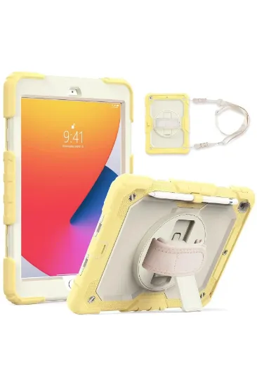 Newface iPad 10.2 (7.nesil) Kılıf Strap New Tablet Kapak - Sarı resmi