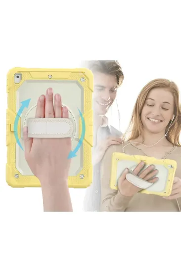 Newface iPad 10.2 (7.nesil) Kılıf Strap New Tablet Kapak - Sarı resmi