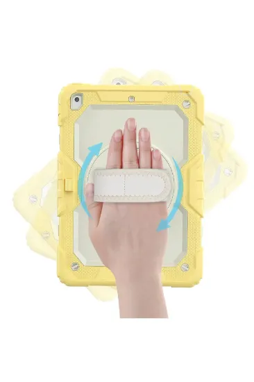 Newface iPad 10.2 (7.nesil) Kılıf Strap New Tablet Kapak - Sarı resmi