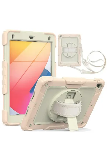 Newface iPad 5 Air 9.7 Kılıf Strap New Tablet Kapak - Pembe resmi