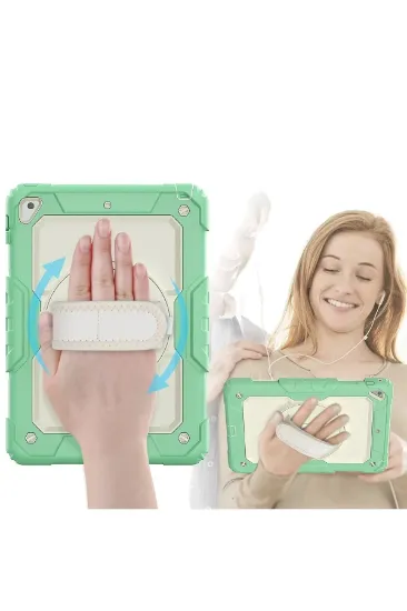 Newface iPad 5 Air 9.7 Kılıf Strap New Tablet Kapak - Yeşil resmi