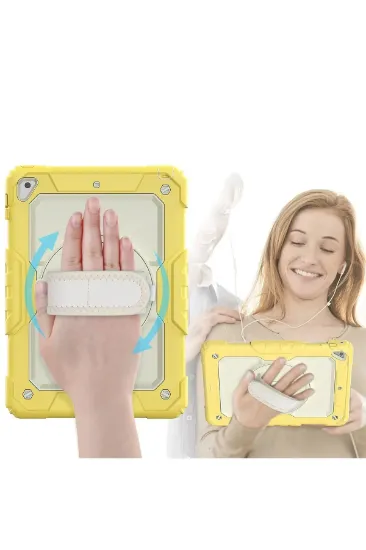 Newface iPad 5 Air 9.7 Kılıf Strap New Tablet Kapak - Sarı resmi