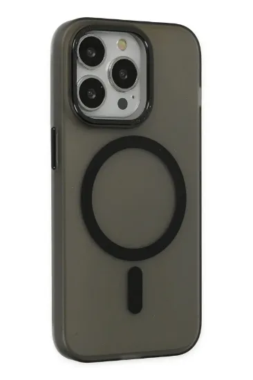 Newface iPhone 13 Pro Max Kılıf Lodos Magneticsafe Mat Kapak - Siyah resmi