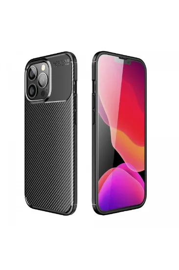 Newface iPhone 13 Pro Max Kılıf Auto Focus Karbon Kapak - Siyah resmi