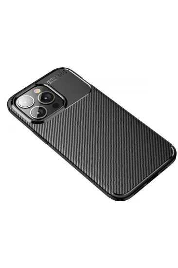 Newface iPhone 13 Pro Max Kılıf Auto Focus Karbon Kapak - Siyah resmi