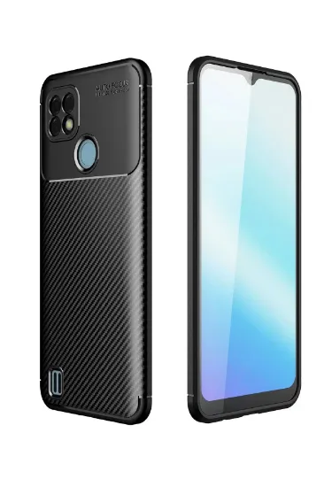 Newface Realme C25 Kılıf Auto Focus Karbon Kapak - Siyah resmi