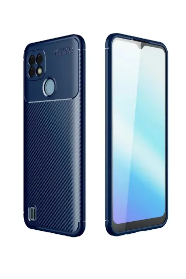 Newface Realme C25 Kılıf Auto Focus Karbon Kapak - Lacivert resmi