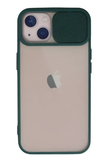 Newface iPhone 13 Kılıf Palm Buzlu Kamera Sürgülü Silikon - Yeşil resmi