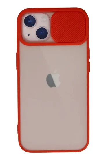 Newface iPhone 13 Kılıf Palm Buzlu Kamera Sürgülü Silikon - Kırmızı resmi