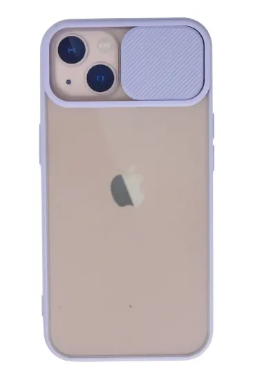 Newface iPhone 13 Kılıf Palm Buzlu Kamera Sürgülü Silikon - Lila resmi