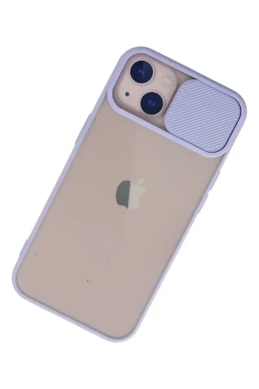Newface iPhone 13 Kılıf Palm Buzlu Kamera Sürgülü Silikon - Lila resmi