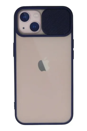 Newface iPhone 13 Kılıf Palm Buzlu Kamera Sürgülü Silikon - Lacivert resmi
