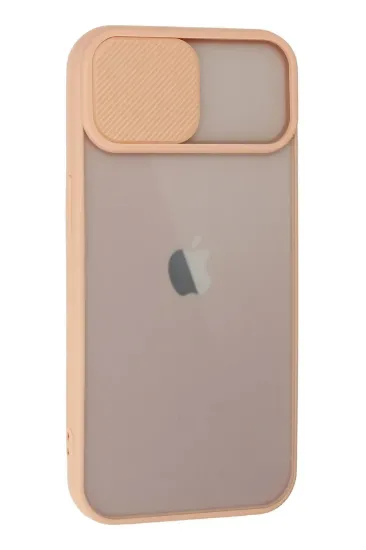 Newface iPhone 13 Kılıf Palm Buzlu Kamera Sürgülü Silikon - Pembe resmi