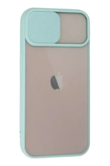 Newface iPhone 13 Kılıf Palm Buzlu Kamera Sürgülü Silikon - Turkuaz resmi