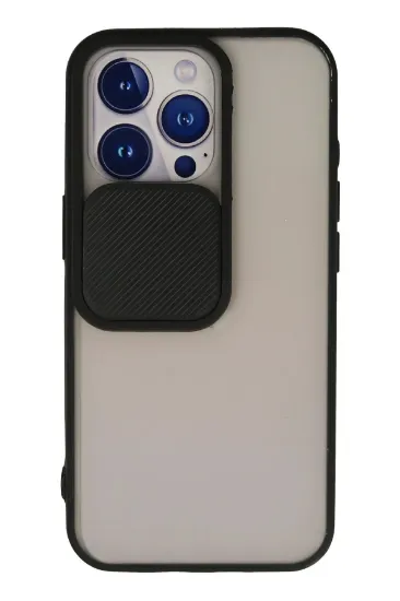 Newface iPhone 13 Pro Kılıf Palm Buzlu Kamera Sürgülü Silikon - Siyah resmi