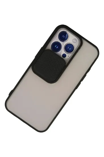 Newface iPhone 13 Pro Kılıf Palm Buzlu Kamera Sürgülü Silikon - Siyah resmi