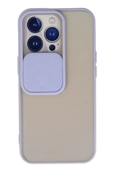 Newface iPhone 13 Pro Kılıf Palm Buzlu Kamera Sürgülü Silikon - Lila resmi