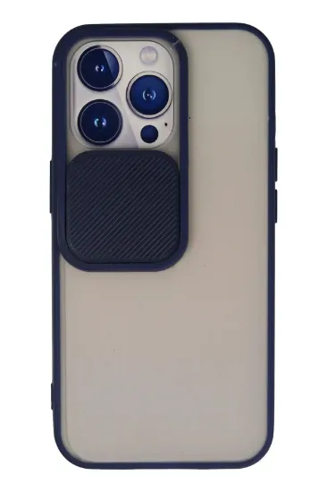 Newface iPhone 13 Pro Kılıf Palm Buzlu Kamera Sürgülü Silikon - Lacivert resmi