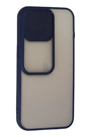 Newface iPhone 13 Pro Kılıf Palm Buzlu Kamera Sürgülü Silikon - Lacivert resmi
