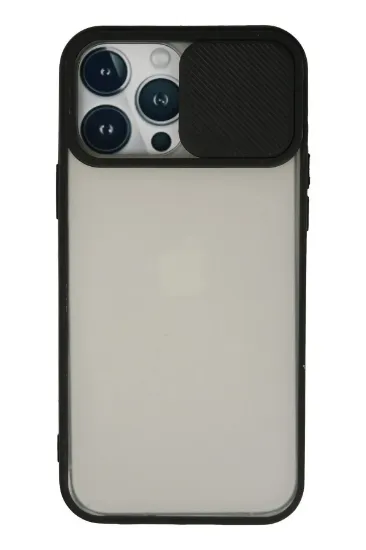 Newface iPhone 13 Pro Max Kılıf Palm Buzlu Kamera Sürgülü Silikon - Siyah resmi