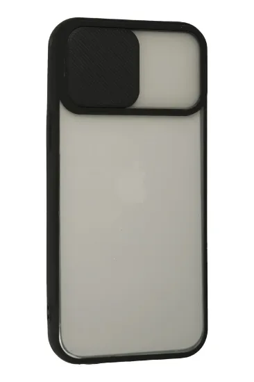 Newface iPhone 13 Pro Max Kılıf Palm Buzlu Kamera Sürgülü Silikon - Siyah resmi
