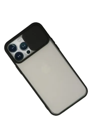 Newface iPhone 13 Pro Max Kılıf Palm Buzlu Kamera Sürgülü Silikon - Siyah resmi