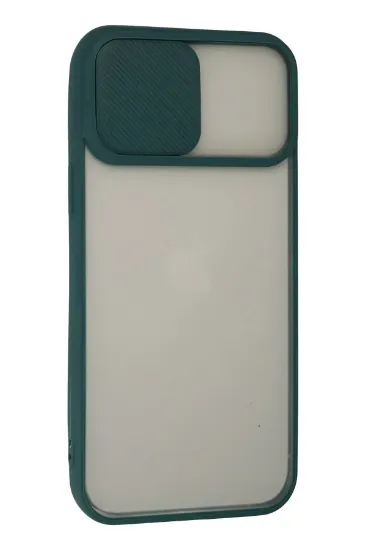 Newface iPhone 13 Pro Max Kılıf Palm Buzlu Kamera Sürgülü Silikon - Yeşil resmi