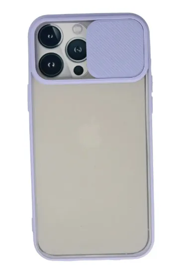 Newface iPhone 13 Pro Max Kılıf Palm Buzlu Kamera Sürgülü Silikon - Lila resmi