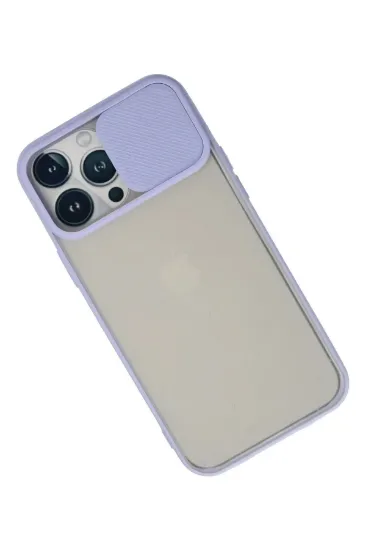 Newface iPhone 13 Pro Max Kılıf Palm Buzlu Kamera Sürgülü Silikon - Lila resmi