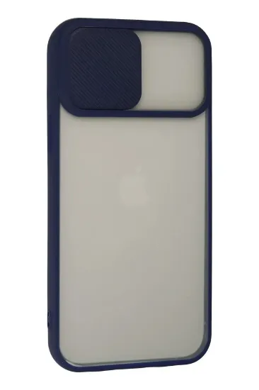Newface iPhone 13 Pro Max Kılıf Palm Buzlu Kamera Sürgülü Silikon - Lacivert resmi
