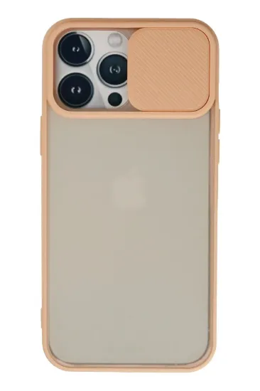 Newface iPhone 13 Pro Max Kılıf Palm Buzlu Kamera Sürgülü Silikon - Pembe resmi