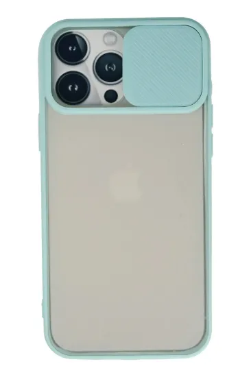 Newface iPhone 13 Pro Max Kılıf Palm Buzlu Kamera Sürgülü Silikon - Turkuaz resmi