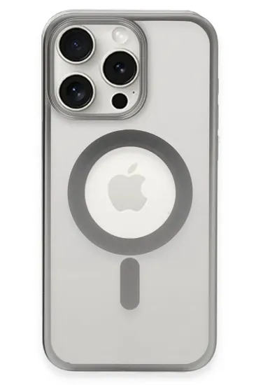 Newface iPhone 15 Pro Max Kılıf Erozi Magsafe Kapak - Gümüş resmi