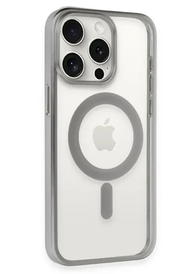Newface iPhone 15 Pro Max Kılıf Erozi Magsafe Kapak - Gümüş resmi