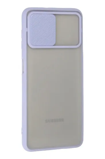 Newface Samsung Galaxy A22 Kılıf Palm Buzlu Kamera Sürgülü Silikon - Lila resmi
