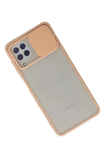 Newface Samsung Galaxy A22 Kılıf Palm Buzlu Kamera Sürgülü Silikon - Pembe resmi