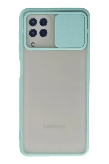Newface Samsung Galaxy A22 Kılıf Palm Buzlu Kamera Sürgülü Silikon - Turkuaz resmi
