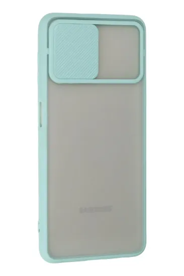 Newface Samsung Galaxy A22 Kılıf Palm Buzlu Kamera Sürgülü Silikon - Turkuaz resmi