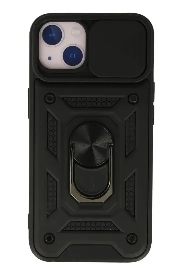 Newface iPhone 13 Kılıf Pars Lens Yüzüklü Silikon - Siyah resmi