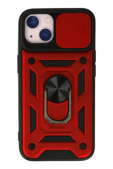 Newface iPhone 13 Kılıf Pars Lens Yüzüklü Silikon - Kırmızı resmi