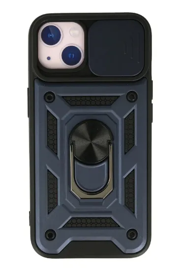 Newface iPhone 13 Kılıf Pars Lens Yüzüklü Silikon - Lacivert resmi