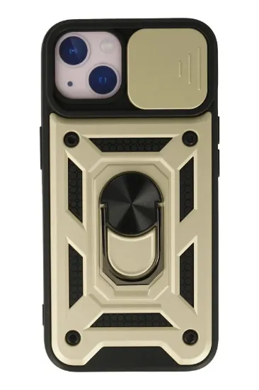 Newface iPhone 13 Kılıf Pars Lens Yüzüklü Silikon - Gold resmi