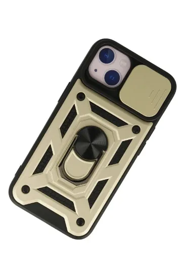 Newface iPhone 13 Kılıf Pars Lens Yüzüklü Silikon - Gold resmi